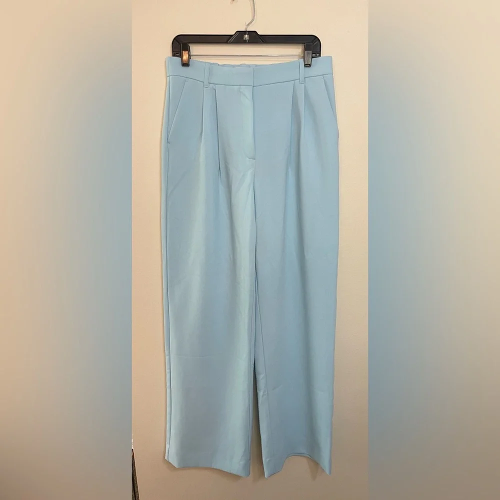 Abercrombie & Fitch Wide Leg Trousers in Bright Blue